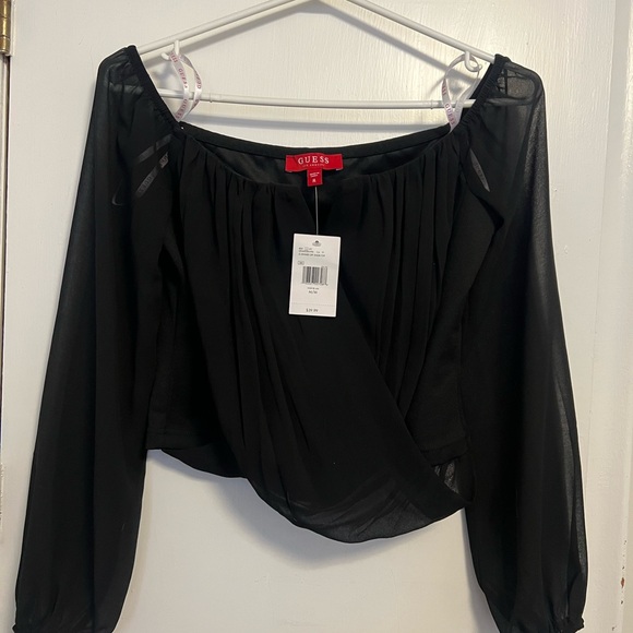 GUESS JENNER OFF-SHOULDER TOP IN BLACK - Picture 3 of 3